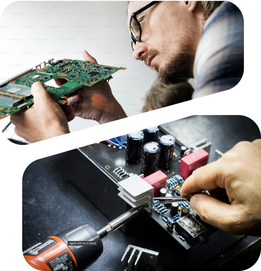 homme regardant des appareils électroniques et utilisant un vissuese